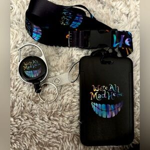 We're All Mad Here ID Holder with Lanyard Retractable Badge Holder/Reel Lanyard